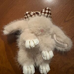 Plush Bunny with Checkered Bow keychain